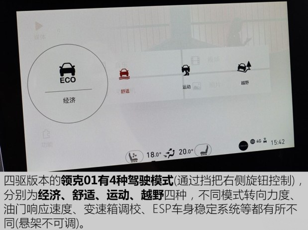 领克01驾驶模式选择 领克01几种驾驶模式区别