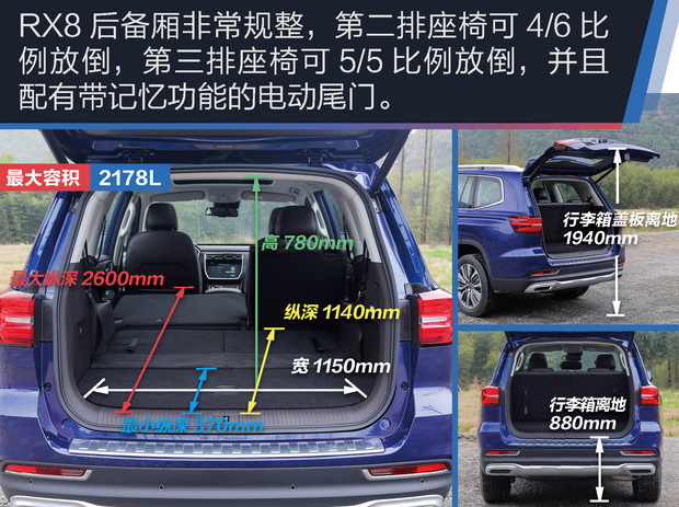 荣威RX8后备箱尺寸 荣威RX8后备厢容积大小