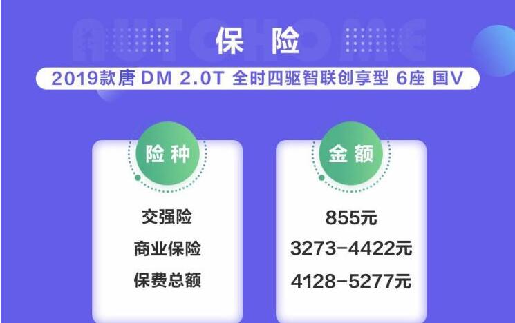 2019款唐DM保险费多少钱？唐DM保险费用计算