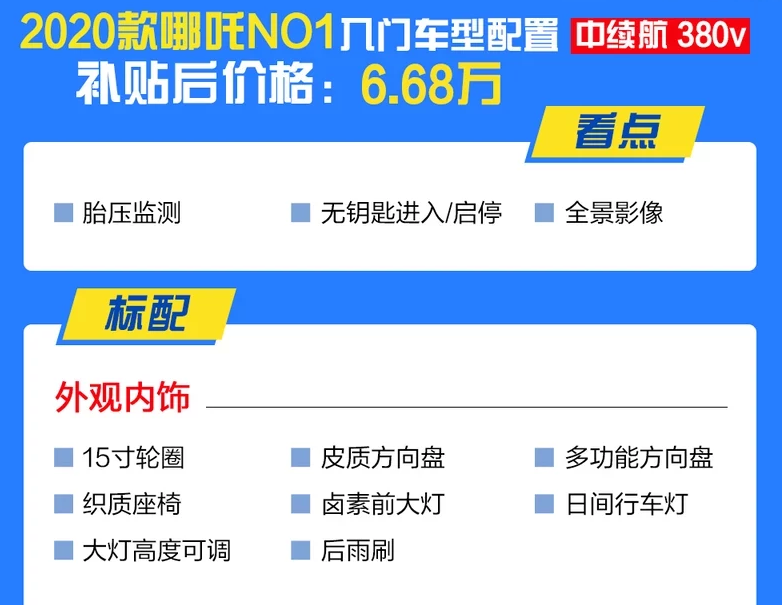 2020款哪吒NO1中续航380V怎么样？能买吗？